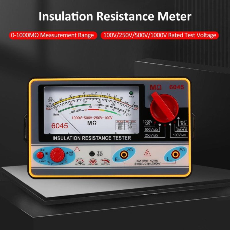 Insulation Resistance Meter Digital Ohmmeter  Handheld Insulation Tester Megameter 0-2000MΩ 100V/250V/500V/1000V High Accuracy Megohmmeter Insulation Measurement Instrument  |   Electrical Measuring Tools Electrical Measuring Tools Black