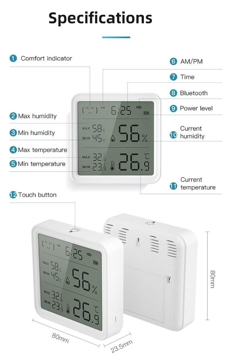 Intelligent BT Wireless Temperature and Humidity Sensor Intelligent Linkage Detector Wireless Temperature and Humidity Meter Sensor  |   Temperature & Humidity Measurements Measurement & Analysis Instruments Temperature & Humidity Measurements