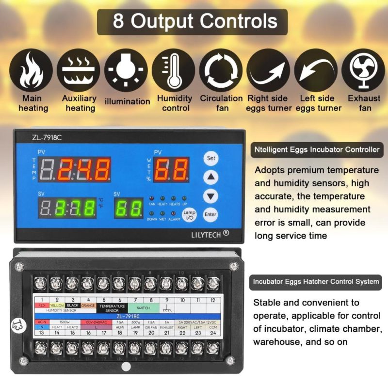 Intelligent Eggs Incubator Controller Multifunctional Automatic Incubator Eggs Hatcher Control System Incubation Temperature and Humidity Controlling Device  |   Temperature & Humidity Measurements Measurement & Analysis Instruments Temperature & Humidity Measurements