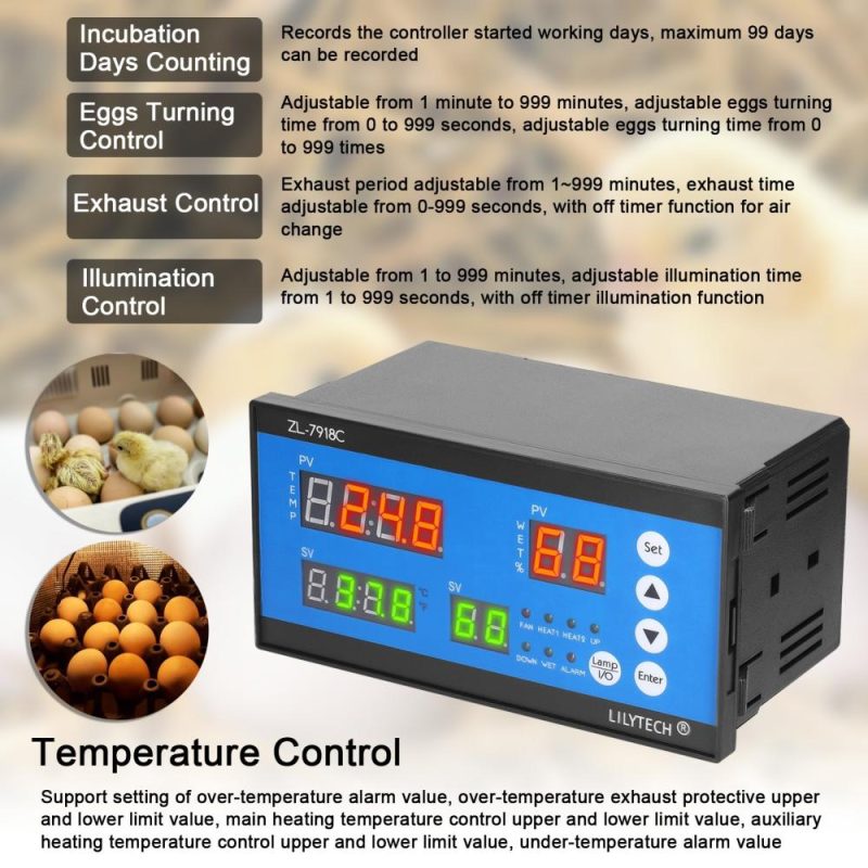 Intelligent Eggs Incubator Controller Multifunctional Automatic Incubator Eggs Hatcher Control System Incubation Temperature and Humidity Controlling Device  |   Temperature & Humidity Measurements Measurement & Analysis Instruments Temperature & Humidity Measurements