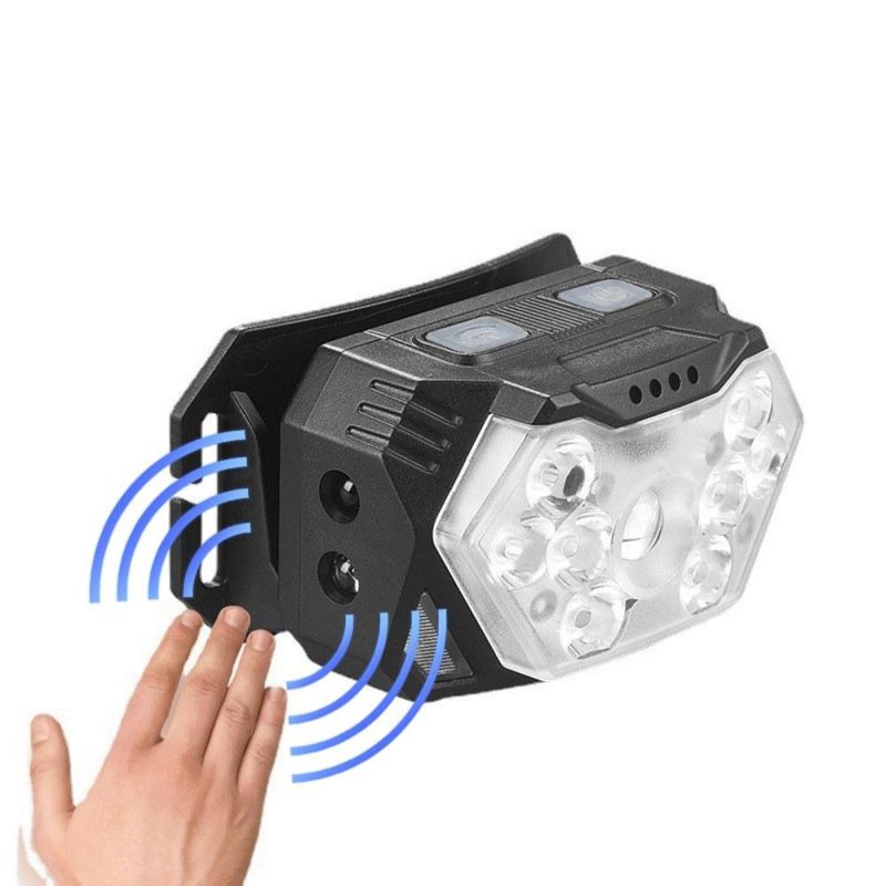 Intelligent LED Waving Sensor Headlamp Seven Levels Dimming Adjustent Night Painting Illuminating Lamp with 45° Adjustable Bracket  |   Safety & Protective Gear Professional Tools Black