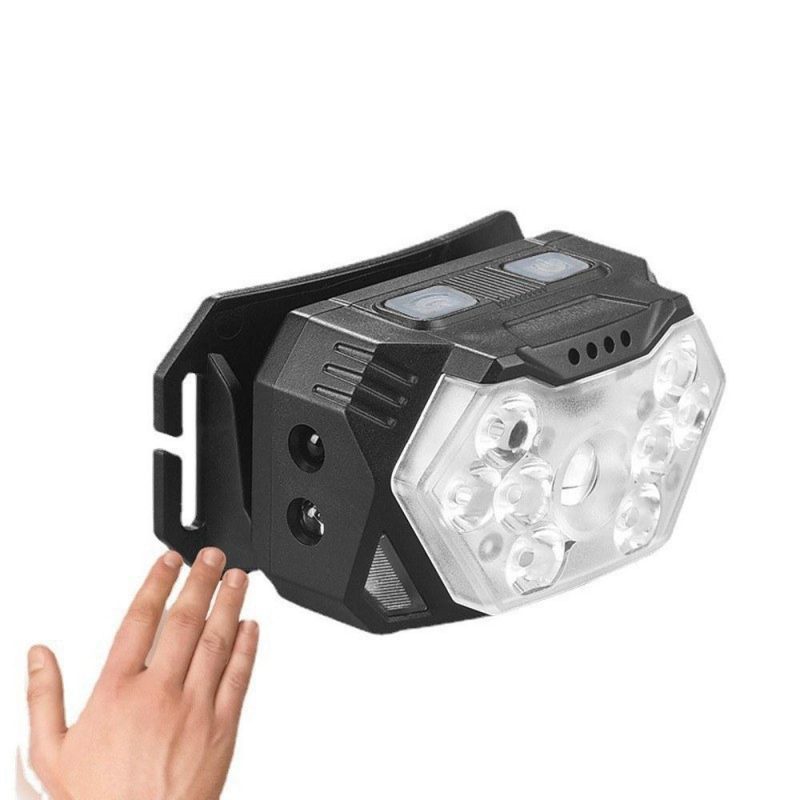 Intelligent LED Waving Sensor Headlamp Seven Levels Dimming Adjustent Night Painting Illuminating Lamp with 45° Adjustable Bracket  |   Safety & Protective Gear Professional Tools Black