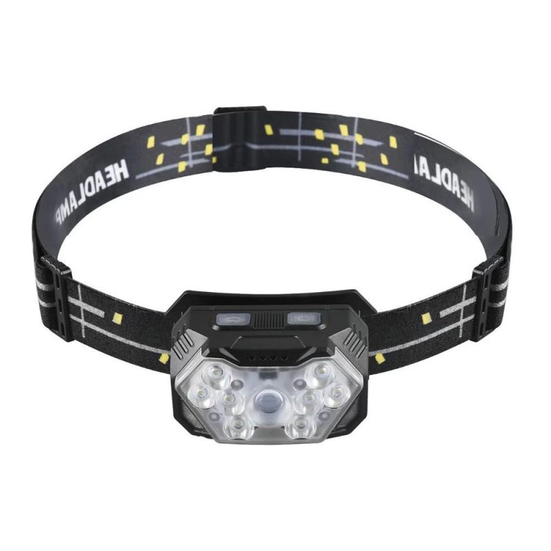 Intelligent LED Waving Sensor Headlamp Seven Levels Dimming Adjustent Night Painting Illuminating Lamp with 45° Adjustable Bracket  |   Safety & Protective Gear Professional Tools Black