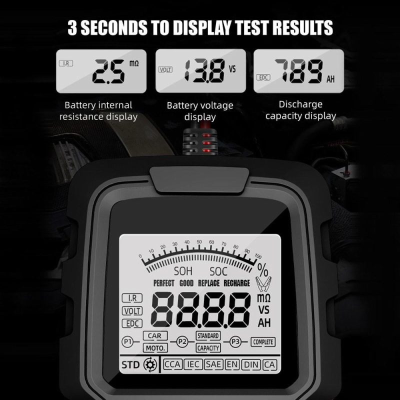 Internal Resistance Tester 12Volt/24Volt Intelligent Car Motorcycle Battery Tester Portable Digital Display Battery Test Device  |   Battery Testers Battery Testers Battery Testers