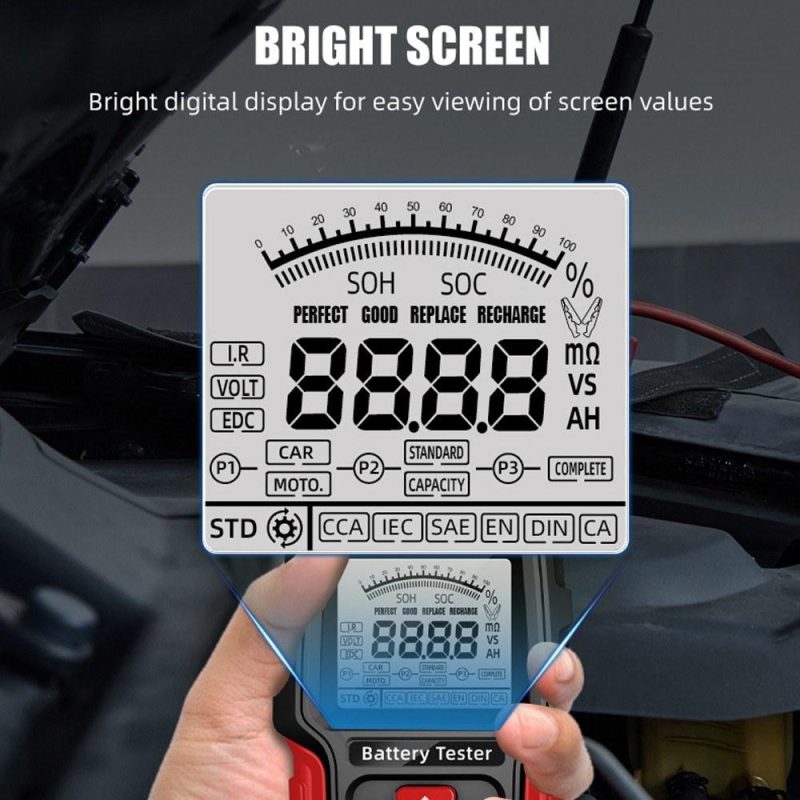 Internal Resistance Tester 12Volt/24Volt Intelligent Car Motorcycle Battery Tester Portable Digital Display Battery Test Device  |   Battery Testers Battery Testers Battery Testers