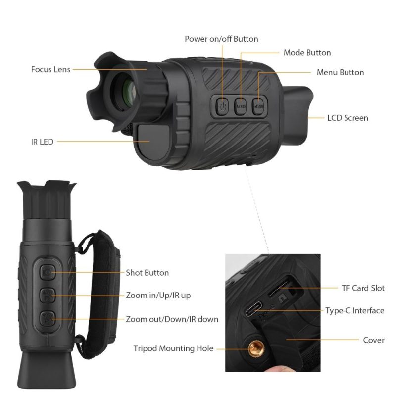 IR Night Vision Infrared Night-vision Scope Mini Portable Monocular Digital Infrared Night Detection Device for Outdoor Hunting Camping  |   Microscopes & Endoscope Measurement & Analysis Instruments Microscopes & Endoscope