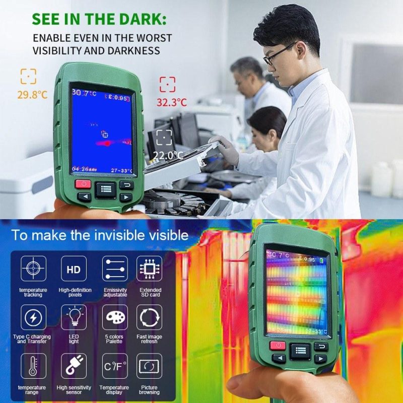 JD-108 160*120 Infrared Thermal Imager Portable Color Digital Display Heating Detector Handheld Temperature Imaging Camera  |   Infrared Thermometer Infrared Thermometer Green