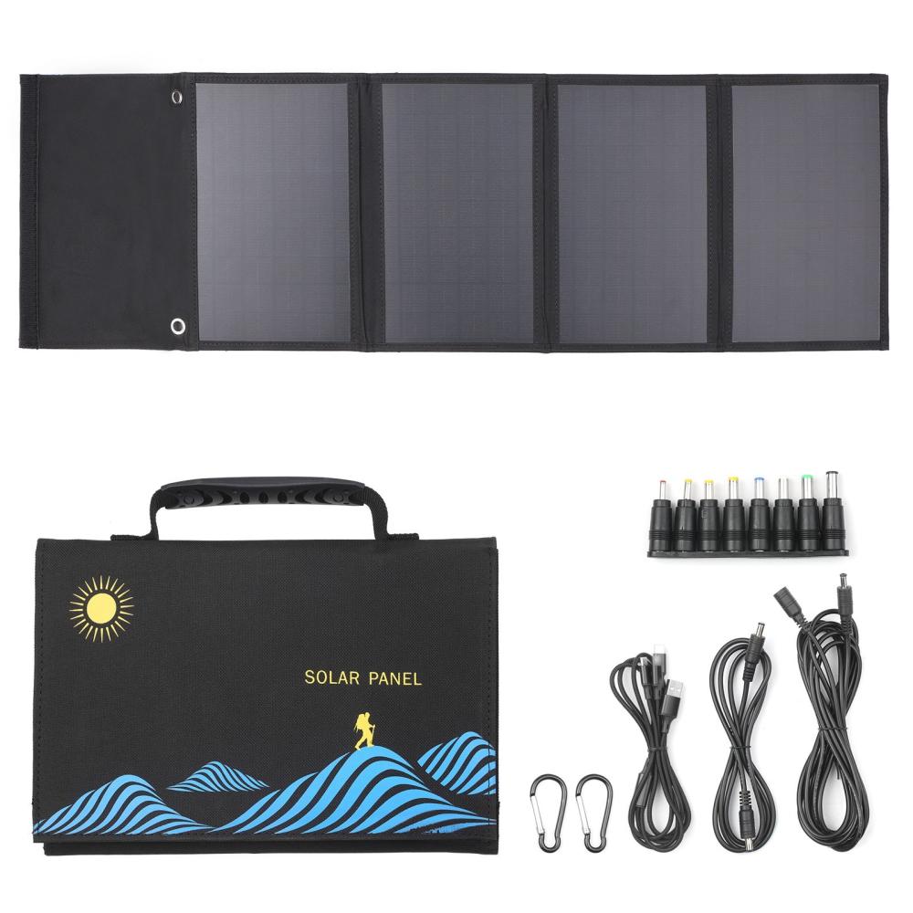 KKmoon 5-fold 40W Solar Panel Folding Bag Dual USB+DC Output Solar Charger Portable Foldable Solar Charging Device Outdoor Portable Power Supply for Outdoor Hiking Climbing Camping Picnic  |   Electrical Equipment & Supplies Electrical Equipment & Supplies Electrical Equipment & Supplies