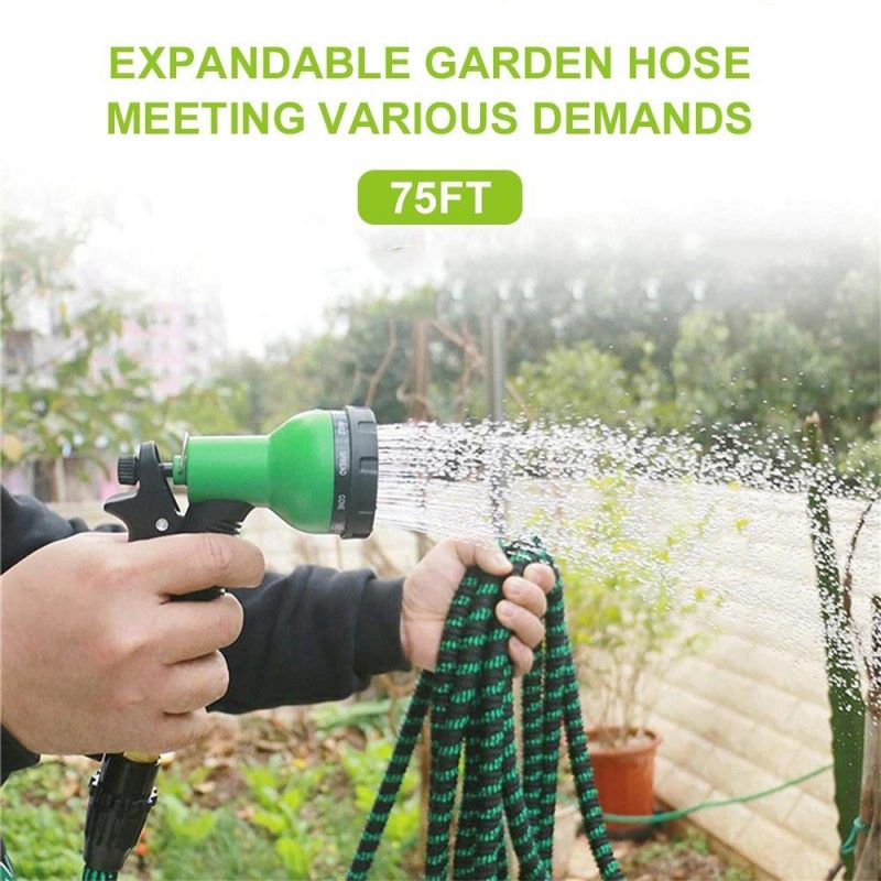 KKmoon 75ft Expandable Garden Hose with 9 Function Nozzle Flexible Strong Water Hose  |   Hardware & Accessories Hardware & Accessories Black