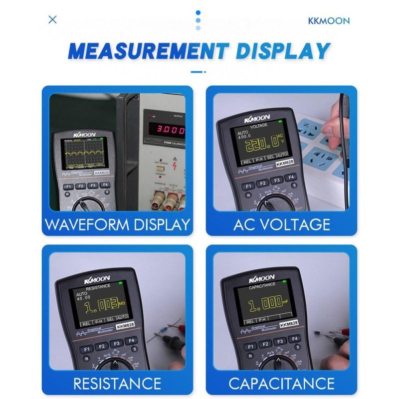 KKmoon 828 2 in 1 High Definition Intelligent Graphical Digital Oscilloscope Multimeter  |   Digital Multimeters & Oscilloscopes Digital Multimeters & Oscilloscopes Black