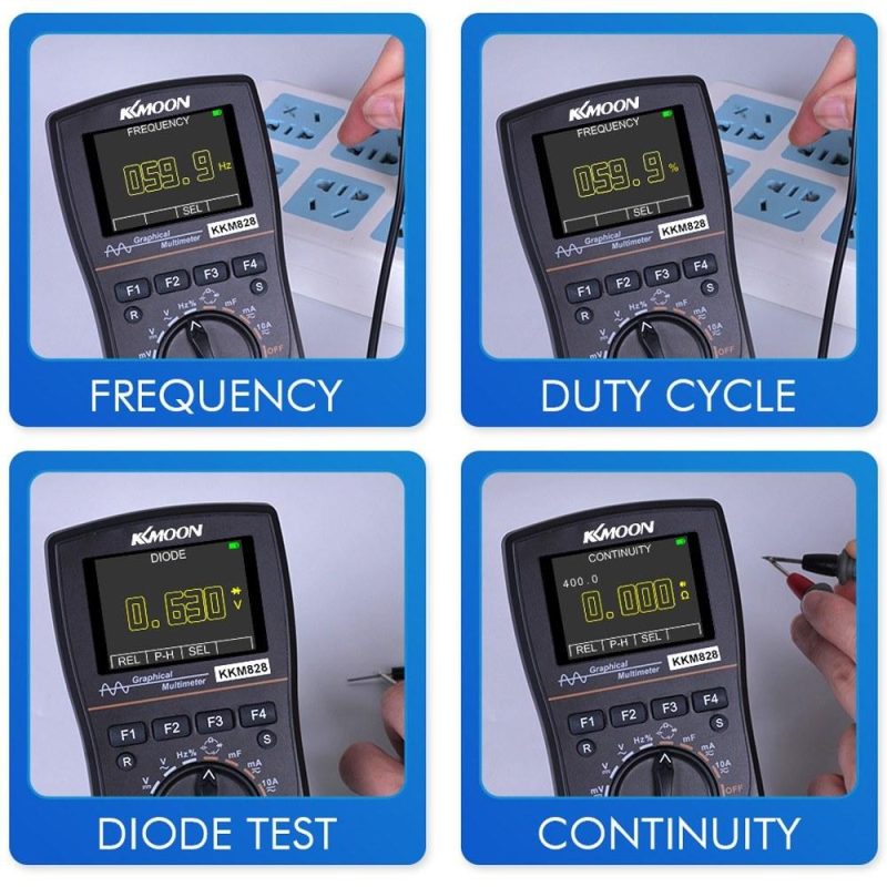 KKmoon 828 2 in 1 High Definition Intelligent Graphical Digital Oscilloscope Multimeter  |   Digital Multimeters & Oscilloscopes Digital Multimeters & Oscilloscopes Black