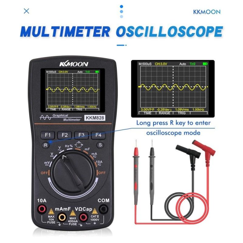 KKmoon 828 2 in 1 High Definition Intelligent Graphical Digital Oscilloscope Multimeter  |   Digital Multimeters & Oscilloscopes Digital Multimeters & Oscilloscopes Black