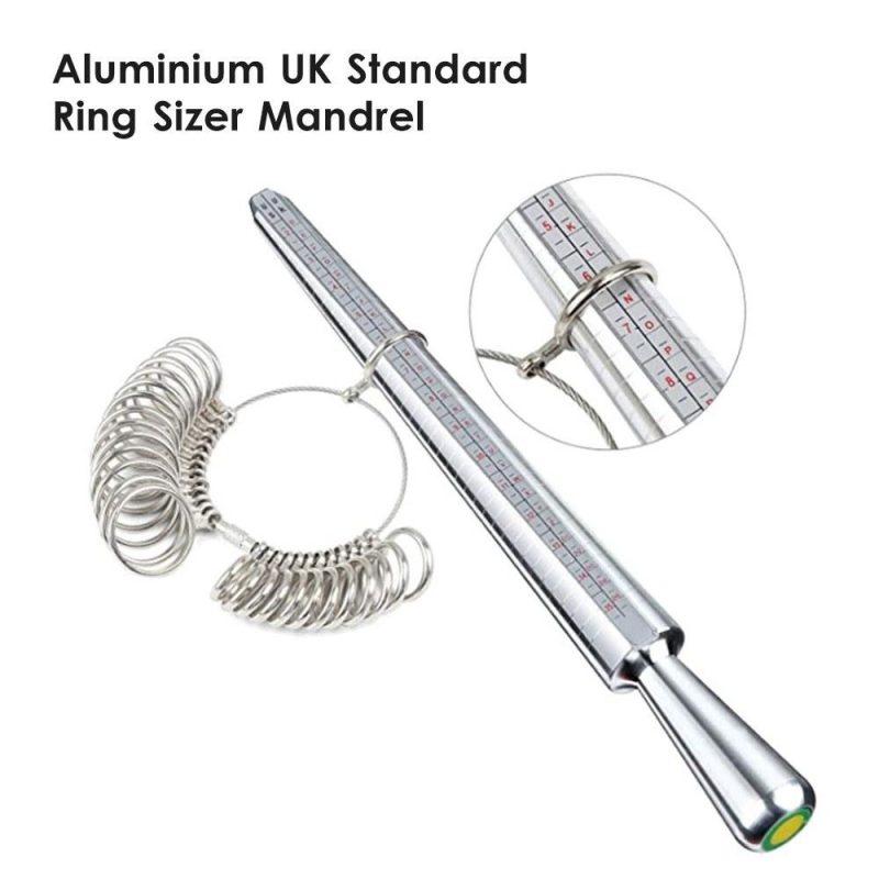 KKmoon Aluminium Ring Sizer Mandrel Metal Ring Sizer Finger Sizing Stick Mandrel Tool with Ring Sizer Gauge Set Measuring Tape for Ring Size Measurement  |   Other Instruments Measurement & Analysis Instruments Other Instruments