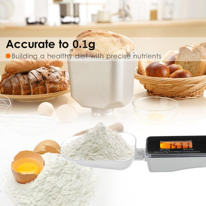 KKmoon Digital Spoon Scale Electronic Measuring Spoon Scale Household Kitchen Spoon Scale Food Scale with Tare Function Capacity 0.05g to 500g Support Unit g/oz/gn/ct/dwt  |   Digital Scales Digital Scales Black + White