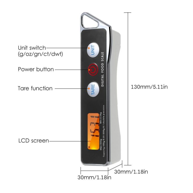 KKmoon Digital Spoon Scale Electronic Measuring Spoon Scale Household Kitchen Spoon Scale Food Scale with Tare Function Capacity 0.05g to 500g Support Unit g/oz/gn/ct/dwt  |   Digital Scales Digital Scales Black + White