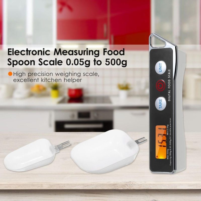 KKmoon Digital Spoon Scale Electronic Measuring Spoon Scale Household Kitchen Spoon Scale Food Scale with Tare Function Capacity 0.05g to 500g Support Unit g/oz/gn/ct/dwt  |   Digital Scales Digital Scales Black + White