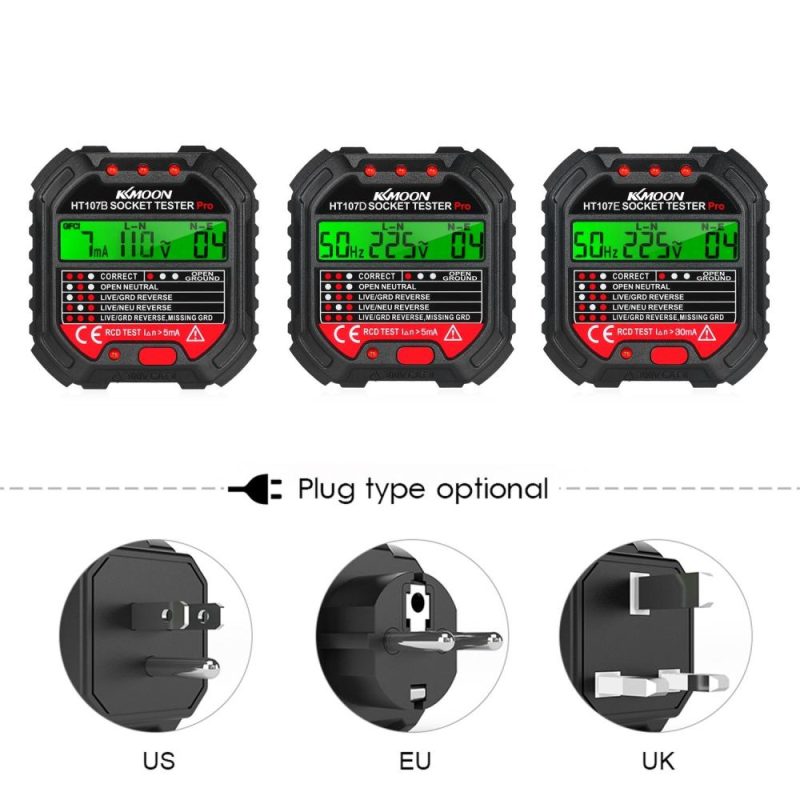 KKmoon GFCI Outlet Tester with Voltage Display 90-250V Socket Tester  |   Other Instruments Measurement & Analysis Instruments Black