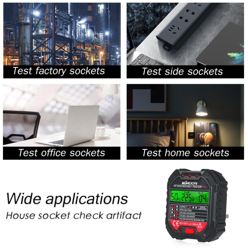 KKmoon GFCI Outlet Tester with Voltage Display 90-250V Socket Tester  |   Other Instruments Measurement & Analysis Instruments Black