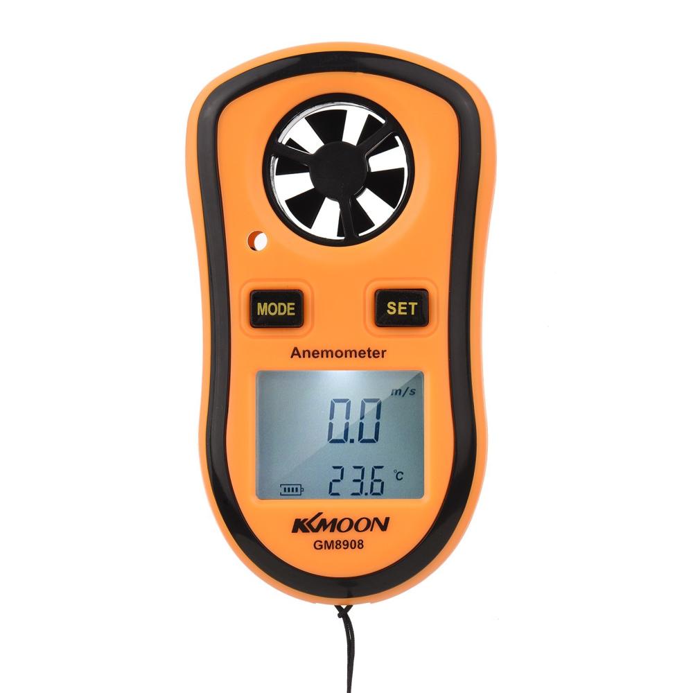 KKmoon GM8908 Digital Anemometer Handheld Wind Speed Meter Gauge Air Velocity Temperature Tester with LCD Backlit Wind Chill for Shooting Surfing Sailing  |   Other Nature Element Measurements Measurement & Analysis Instruments Orange