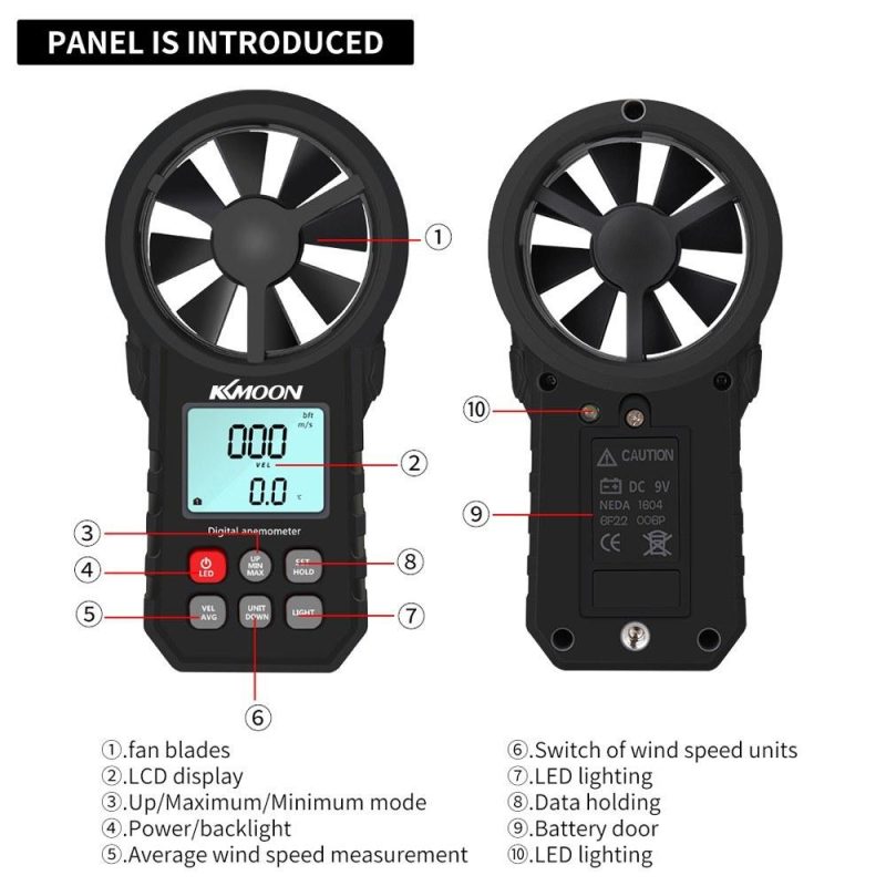 KKMOON Handheld Anemometer Portable Wind Speed Meter  |   Other Nature Element Measurements Measurement & Analysis Instruments Black/Black+Red