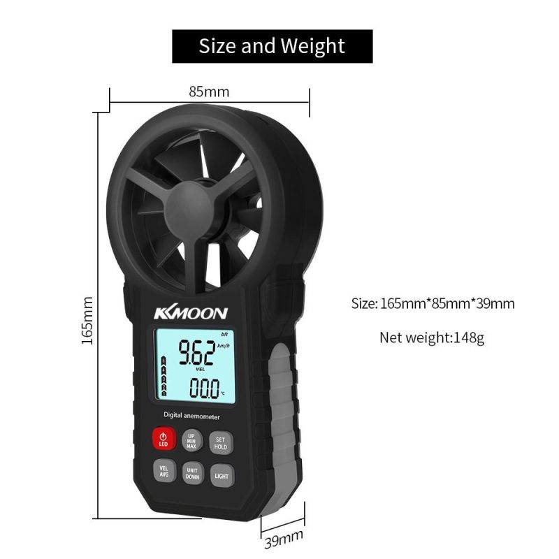 KKMOON Handheld Anemometer Portable Wind Speed Meter  |   Other Nature Element Measurements Measurement & Analysis Instruments Black/Black+Red