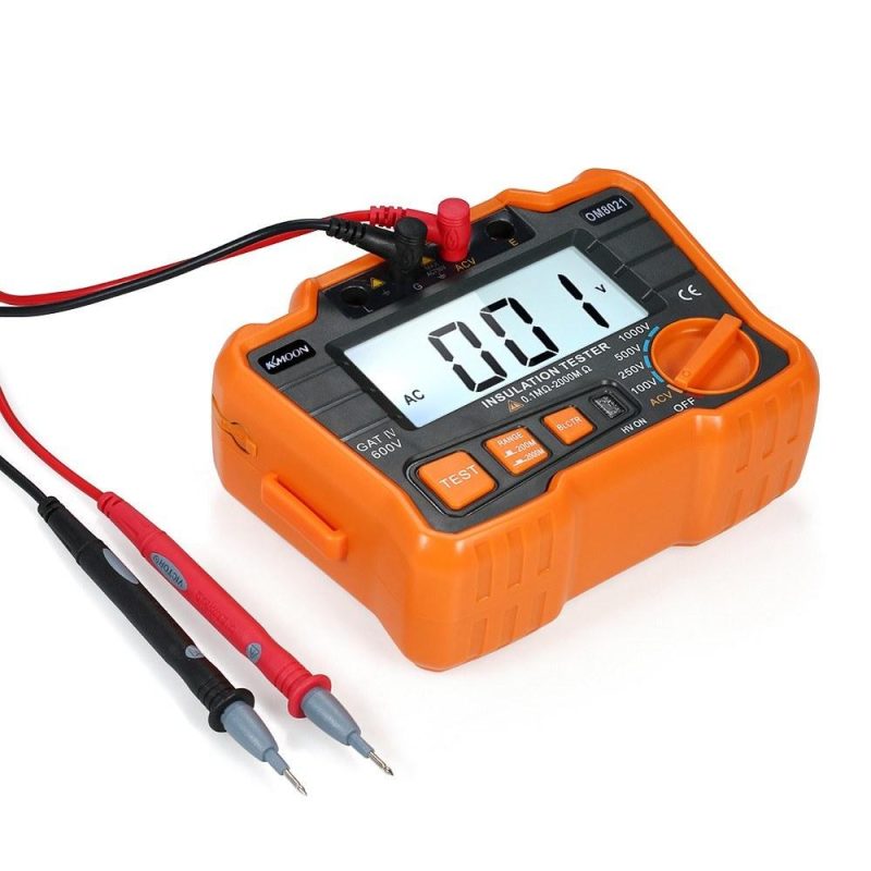 KKmoon Insulation Resistance Tester DCV ACV Meter 1000V Ground  Megohmmeter MegOhm Voltmeter w/LCD Backlight Display  |   Digital Multimeters & Oscilloscopes Digital Multimeters & Oscilloscopes Black & Orange