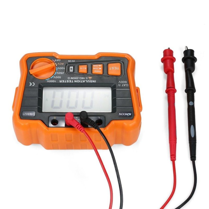 KKmoon Insulation Resistance Tester DCV ACV Meter 1000V Ground  Megohmmeter MegOhm Voltmeter w/LCD Backlight Display  |   Digital Multimeters & Oscilloscopes Digital Multimeters & Oscilloscopes Black & Orange