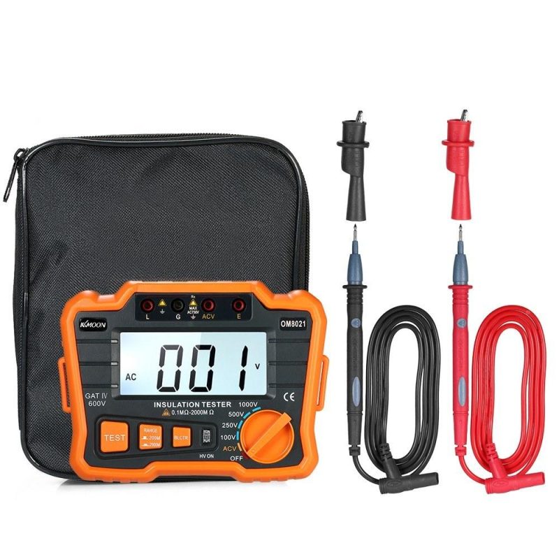 KKmoon Insulation Resistance Tester DCV ACV Meter 1000V Ground  Megohmmeter MegOhm Voltmeter w/LCD Backlight Display  |   Digital Multimeters & Oscilloscopes Digital Multimeters & Oscilloscopes Black & Orange