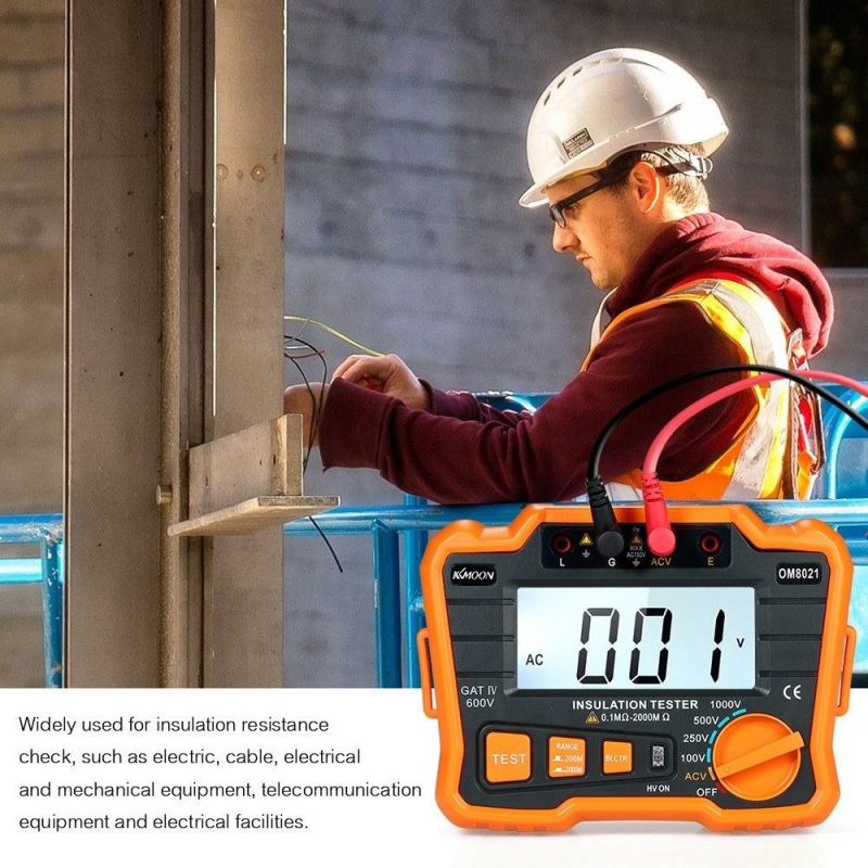 KKmoon Insulation Resistance Tester DCV ACV Meter 1000V Ground  Megohmmeter MegOhm Voltmeter w/LCD Backlight Display  |   Digital Multimeters & Oscilloscopes Digital Multimeters & Oscilloscopes Black & Orange