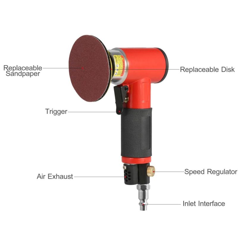 KKmoon Mini Air Sander with 1/2/3 Inch Sand Disks Random Orbital Pneumatic Sander Air Powered Sanders & Polisher with 15 Sandpapers for Car Beauty Woodworking Sanding Polishing Waxing  |   Electrical Equipment & Supplies Electrical Equipment & Supplies Electrical Equipment & Supplies