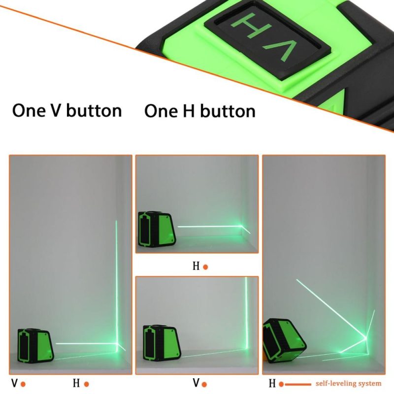 KKmoon Multifunctional 2 Lines Laser Level Large Window Leveling Tool with Sound Alarm Function  |   Microscopes & Endoscope Measurement & Analysis Instruments Black+Green