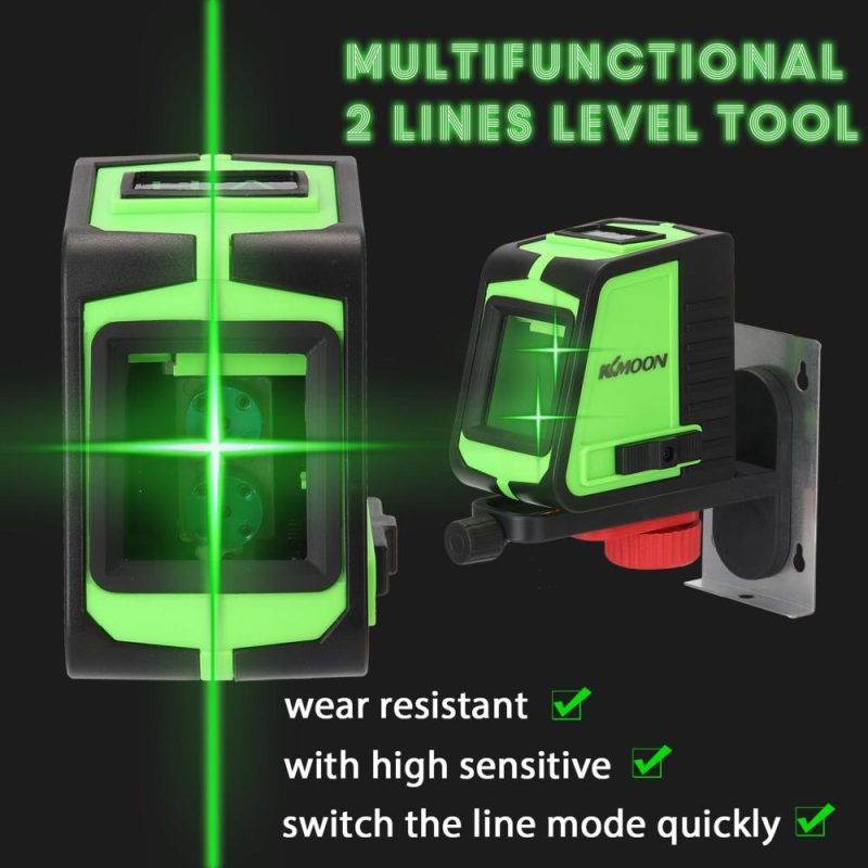 KKmoon Multifunctional 2 Lines Laser Level Large Window Leveling Tool with Sound Alarm Function  |   Microscopes & Endoscope Measurement & Analysis Instruments Black+Green