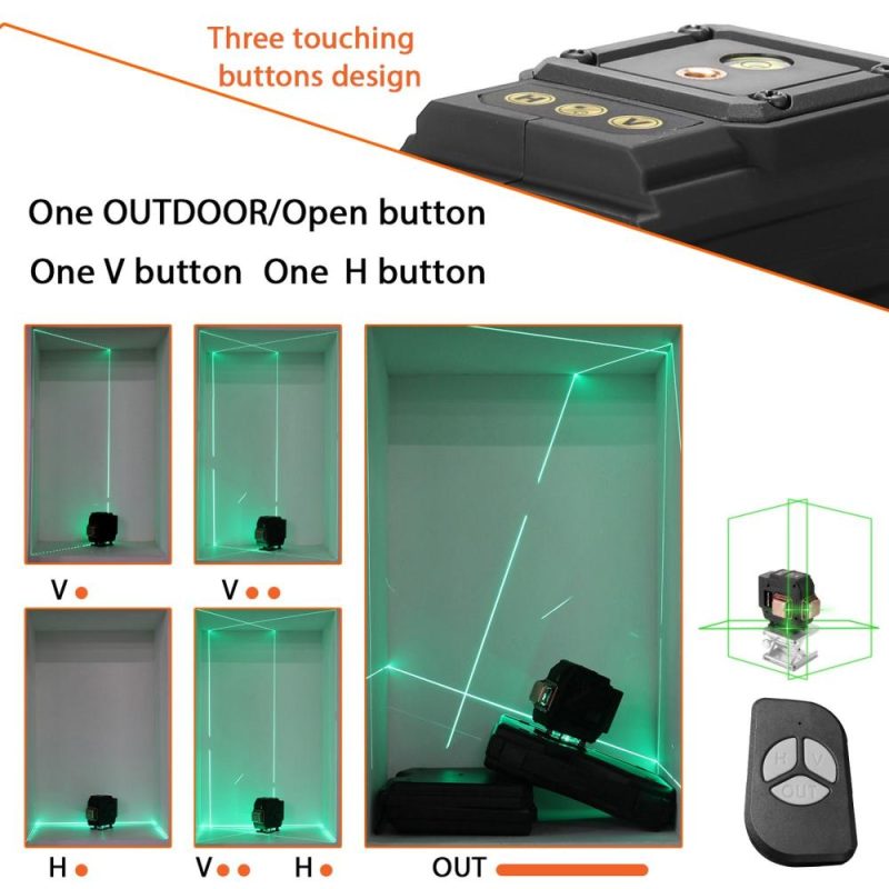 KKmoon Multifunctional 3D 12 Lines Laser Level Tool Vertical Horizontal Lines with Self-leveling Function  |   Other Instruments Measurement & Analysis Instruments Green Light