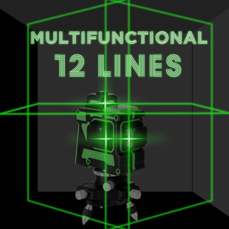 KKmoon Multifunctional Self-leveling 3D 12 Lines Laser Level Tool Vertical Horizontal Lines with 1.5M 3 Heights Adjustable Alloy Extension Bar Tripod Stand  |   Other Instruments Measurement & Analysis Instruments Green Light