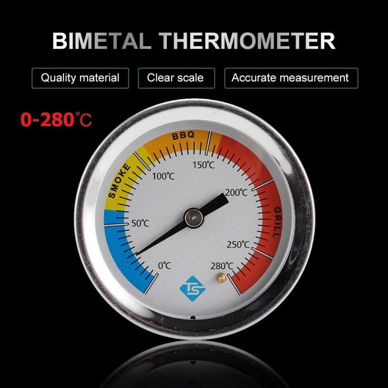 KKmoon Stainless Steel Thermometer Bi-Metal Thermometer Dial Thermometer 0~280℃ for Grill Barbecue Smoker Oven  |   Temperature & Humidity Measurements Measurement & Analysis Instruments Temperature & Humidity Measurements