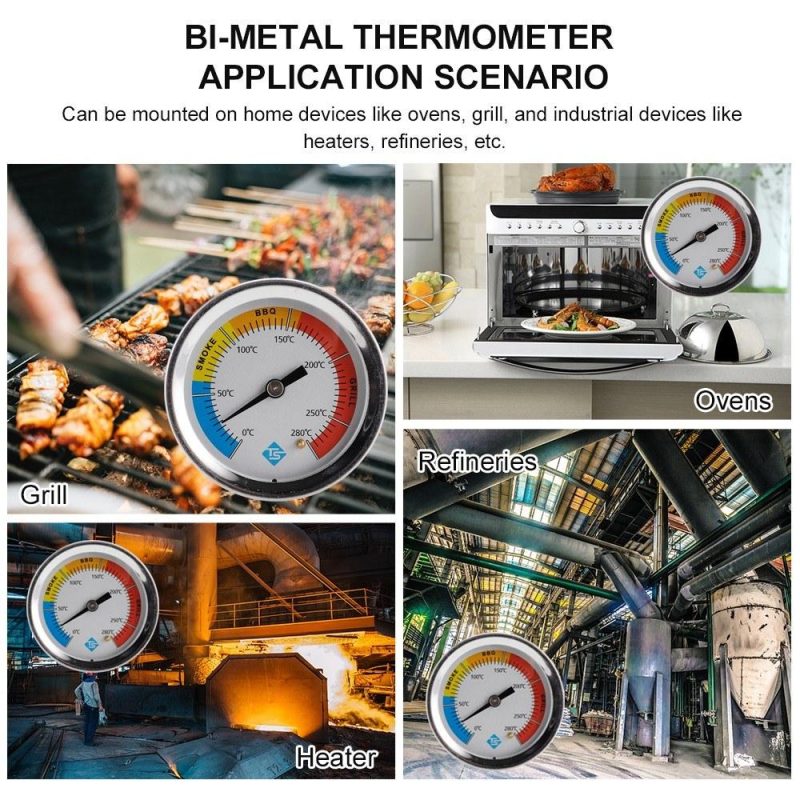 KKmoon Stainless Steel Thermometer Bi-Metal Thermometer Dial Thermometer 0~280℃ for Grill Barbecue Smoker Oven  |   Temperature & Humidity Measurements Measurement & Analysis Instruments Temperature & Humidity Measurements