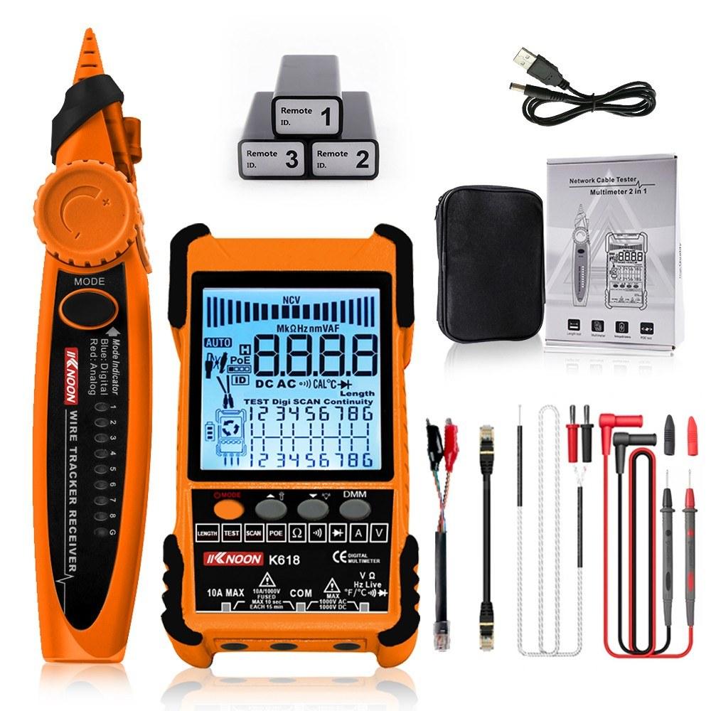 KKNOON K618 500M Handheld Portable Cable Tester with LCD Display Support Analogs Digital Search POE Test with 3 ID Pairing Accessory  |   Other Instruments Measurement & Analysis Instruments Orange