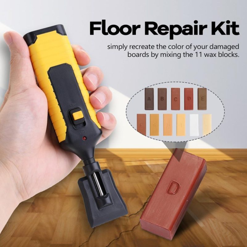 Laminate Repairing Kit Wax System Floor Worktop Sturdy Casing Chips Scratches Mending Tool Set  |   Power Tool Parts Power & Electrical Tools Black + Yellow