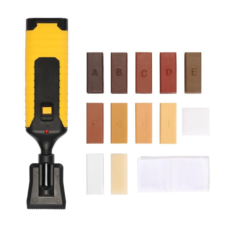 Laminate Repairing Kit Wax System Floor Worktop Sturdy Casing Chips Scratches Mending Tool Set  |   Power Tool Parts Power & Electrical Tools Black + Yellow