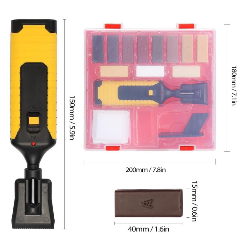 Laminate Repairing Kit Wax System Floor Worktop Sturdy Casing Chips Scratches Mending Tool Set  |   Power Tool Parts Power & Electrical Tools Black + Yellow