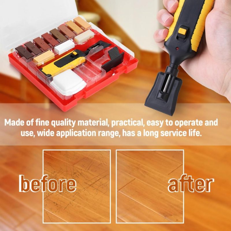 Laminate Repairing Kit Wax System Floor Worktop Sturdy Casing Chips Scratches Mending Tool Set  |   Power Tool Parts Power & Electrical Tools Black + Yellow