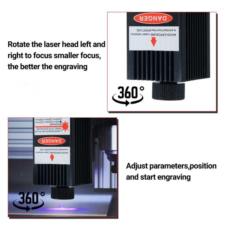 Laser Engraving Module 2 Pin Interface Focusable Engraving 450nm 500mw Module Head 12V Blue Violet Light Adjustable Focus for Desktop Engraver Machine DIY Wood Paper Leather  |   Laser Equipment Laser Equipment Laser Equipment