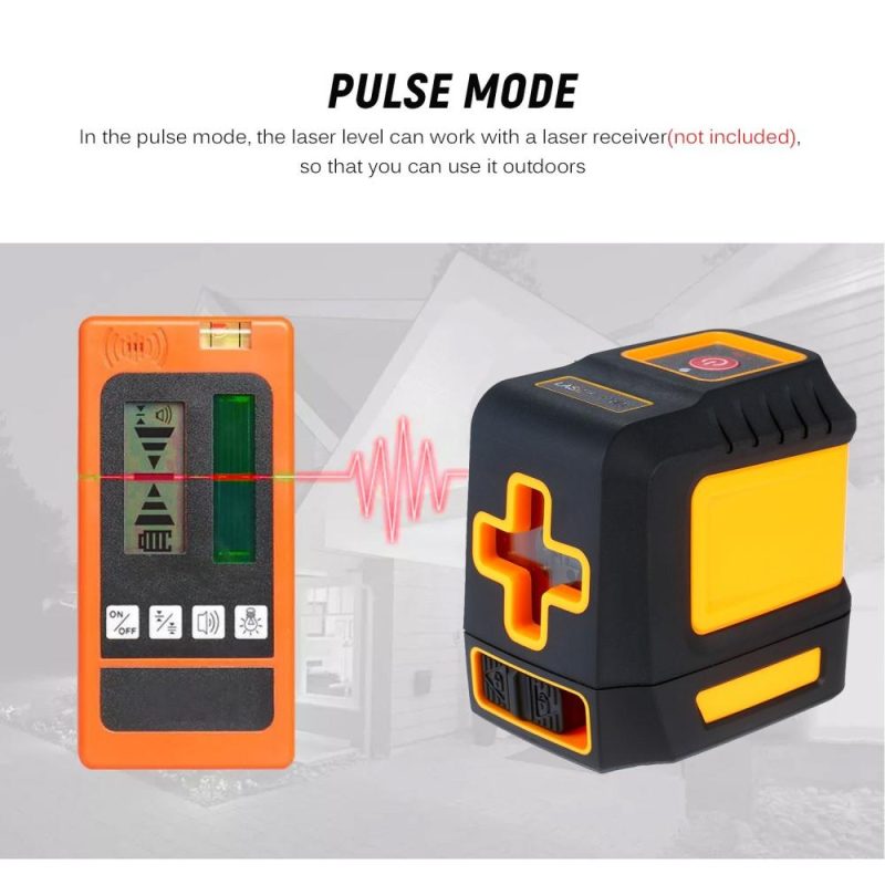 Laser Level Professional Horizontal and Vertical Cross Line Self Leveler Auto-Leveling Spirit Level Self-Leveling Cross Laser Lines Adjustable Brightness Red Beam T03  |   Microscopes & Endoscope Measurement & Analysis Instruments Black+Orange