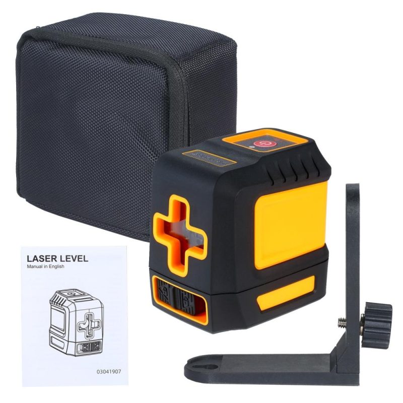 Laser Level Professional Horizontal and Vertical Cross Line Self Leveler Auto-Leveling Spirit Level Self-Leveling Cross Laser Lines Adjustable Brightness Red Beam T03  |   Microscopes & Endoscope Measurement & Analysis Instruments Black+Orange