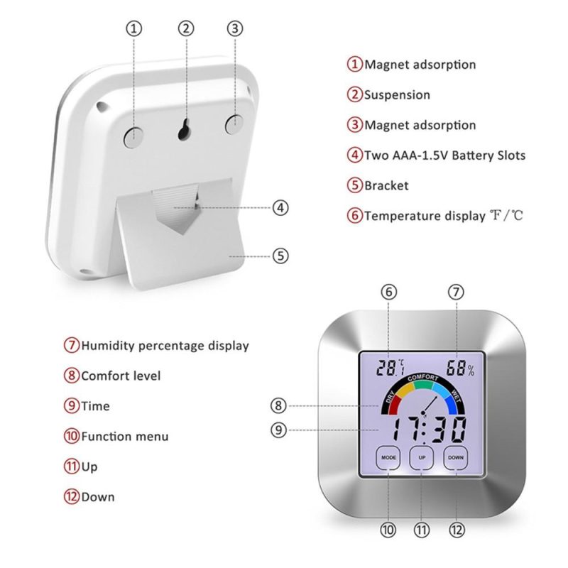 LCD Digital Temperature and Humidity Meter Indoor Wireless Temperature and Humidity Monitor with Touch Screen Electronic Weather Clock Backlight  |   Temperature & Humidity Measurements Measurement & Analysis Instruments Temperature & Humidity Measurements