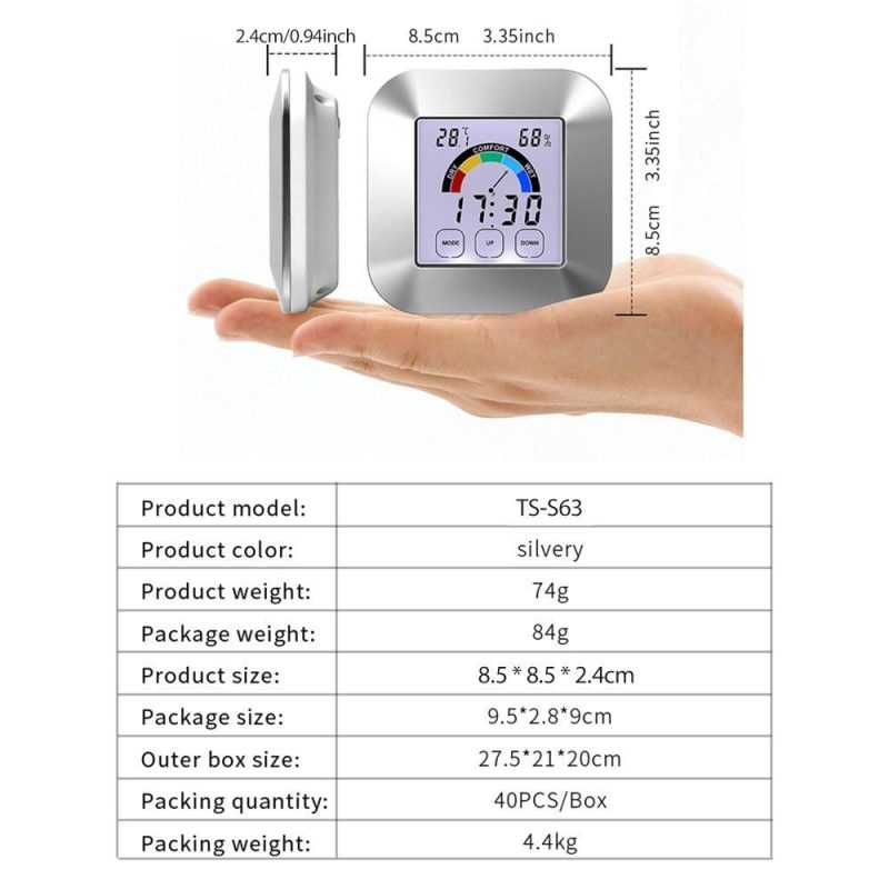 LCD Digital Temperature and Humidity Meter Indoor Wireless Temperature and Humidity Monitor with Touch Screen Electronic Weather Clock Backlight  |   Temperature & Humidity Measurements Measurement & Analysis Instruments Temperature & Humidity Measurements