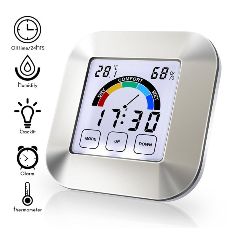 LCD Digital Temperature and Humidity Meter Indoor Wireless Temperature and Humidity Monitor with Touch Screen Electronic Weather Clock Backlight  |   Temperature & Humidity Measurements Measurement & Analysis Instruments Temperature & Humidity Measurements