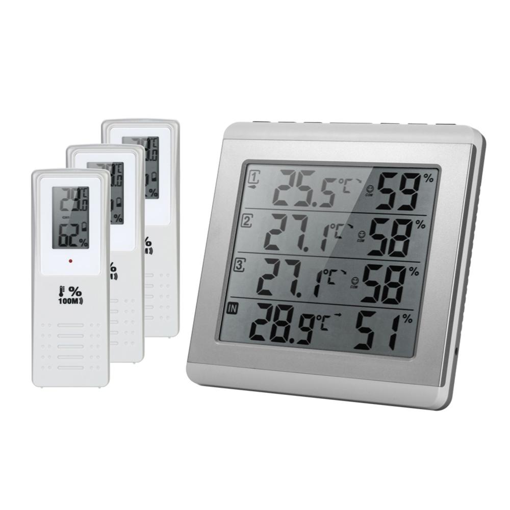 LCD Digital Wireless Indoor/Outdoor Thermometer Hygrometer  |   Temperature & Humidity Measurements Measurement & Analysis Instruments Silver + White