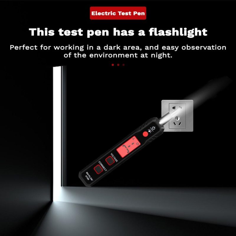 LCD Display Electric Test Pen AC12-300V Voltage Tester Live/Zero Wire Detector Cable Breakpoint Finder with Flashlight and Sound Light Alarm Function  |   Voltage & Current Testers Measurement & Analysis Instruments Black