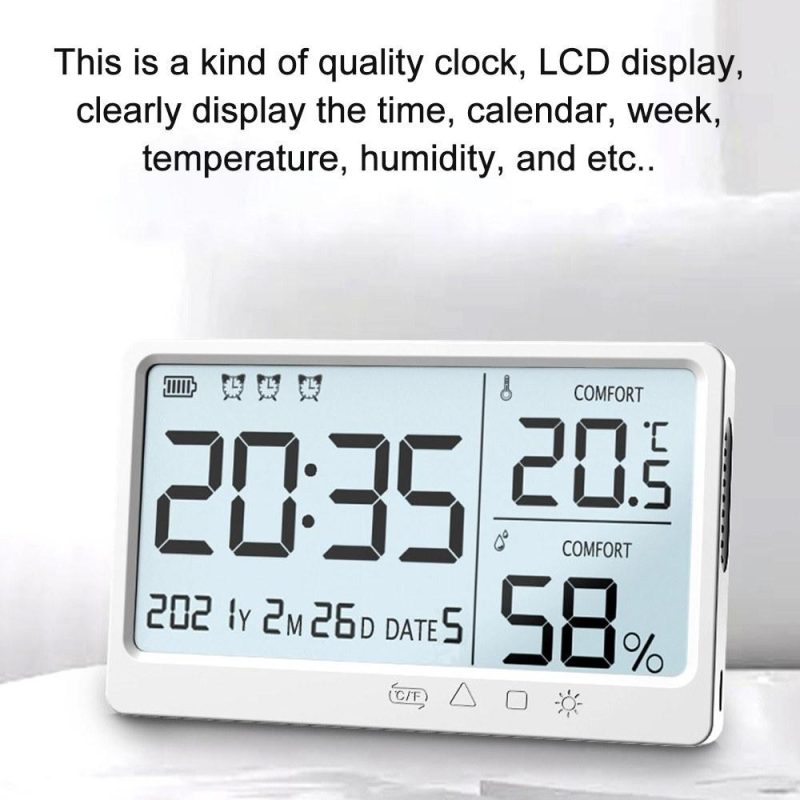 LCD Electronic Temperature Humidity Meter Electronic High Precisions Temperature Hygrometer Alarm Clock  |   Temperature & Humidity Measurements Measurement & Analysis Instruments Temperature & Humidity Measurements